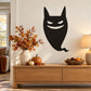 Halloween evil ghost decal, black cartoon ghost face silhouette with smile