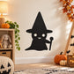 Halloween wizard hat wall decal silhouette with smiling face and wand