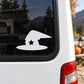 Witch hat decal with black star and wide brim on a white surface
