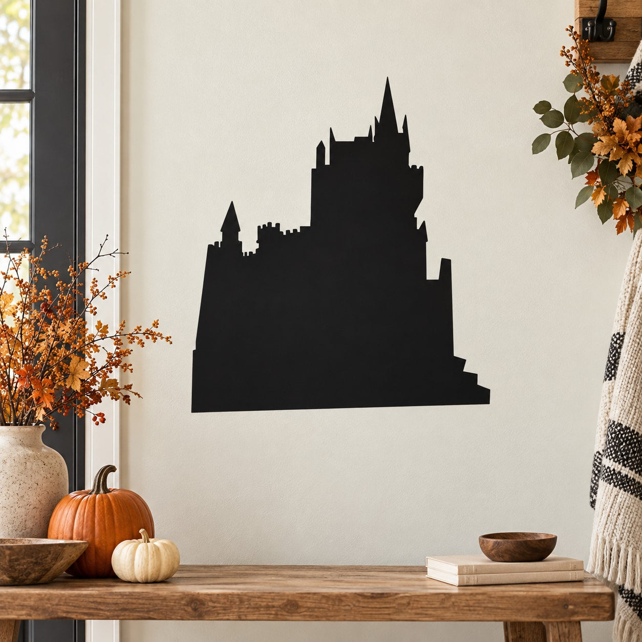 Black castle silhouette wall decal