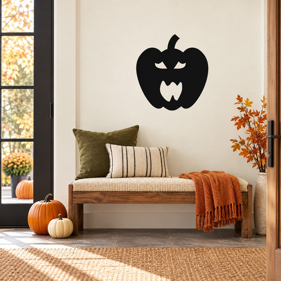 Black Halloween demonic jack-o-lantern wall decal