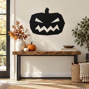 Halloween black jack-o-lantern face wall decal with jagged eyes and grin