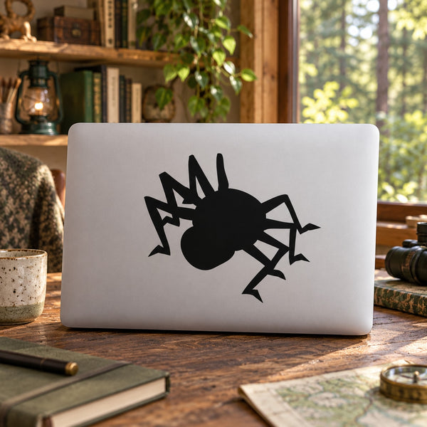 Black bending-legs spider decal graphic