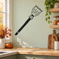 Witch broom wall decal silhouette, black broom and white bristles