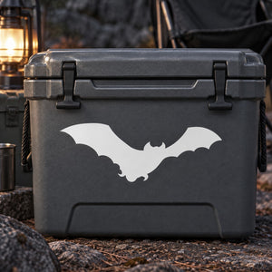 White flying bat decal graphic on dark case front