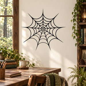 Black spider web spread decal for wall