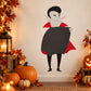 Halloween Dracula character decal with black cape, red shoulders, and pale face silhouette