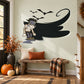 Frankenstein wall sticker with bats and large moon, dark Halloween design