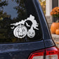 Halloween jack-o-lantern outdoor car window decal with creepy pumpkins and bats