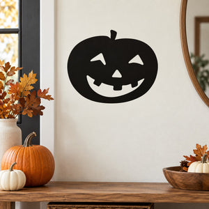 Jack-o-lantern face decal, black with carved smile, triangle nose, and scary eyes