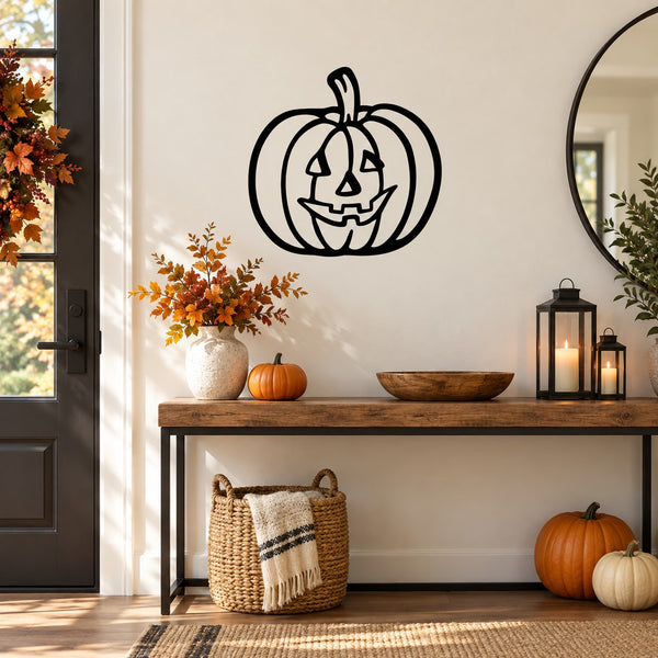 Jack-o-lantern outline wall decal with black pumpkin face
