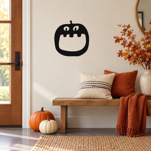 Black jack-o-lantern face wall decal with gaping mouth