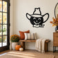 Halloween jack-o-lantern cowboy hat wall decal, black cartoon face and hat