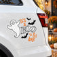 Halloween die-cut car decal: ghost and 'BOO ti ful day' text