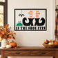 Halloween shoe fits wall decal with orange striped socks and black shoe graphic