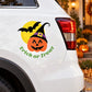 Halloween pumpkin bat car decal reading trick or treat with yellow moon