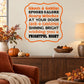 Halloween wall decal with outlined ghosts and goblins text, “Spooks Galore” and spooky wishes