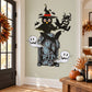 Halloween tombstone and owl die-cut decal with bats and ghosts, 'RIP' text