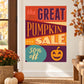 Halloween sale sticker with “the GREAT PUMPKIN SALE”, jack-o-lantern, and “50% off” text