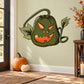 Halloween pumpkin decal with dark green vine pumpkin face, orange eyes, and grin