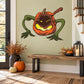 Crawling pumpkin die cut decal with cartoon orange pumpkin and green legs