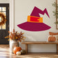 Burgundy witch hat wall sticker with red hat band and yellow buckle detail