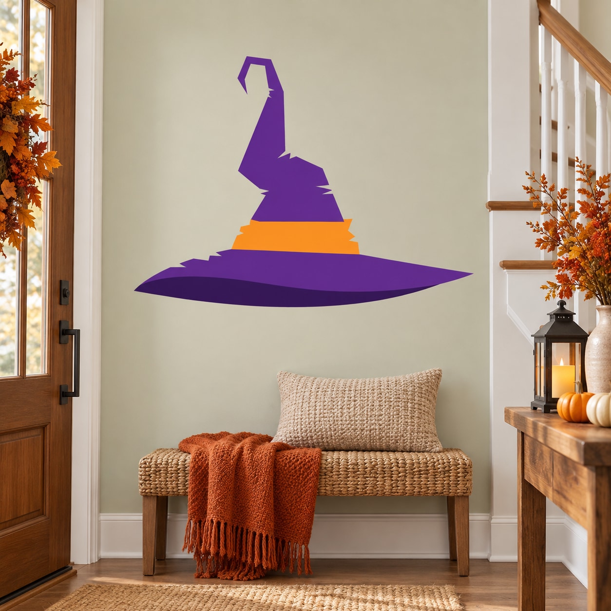 Purple witch hat silhouette sticker for Halloween decor