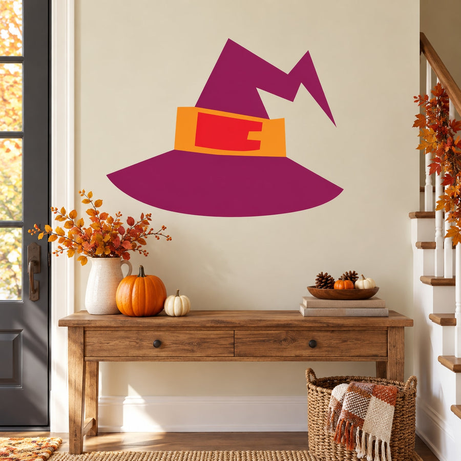Witch hat sticker with purple hat and orange buckle