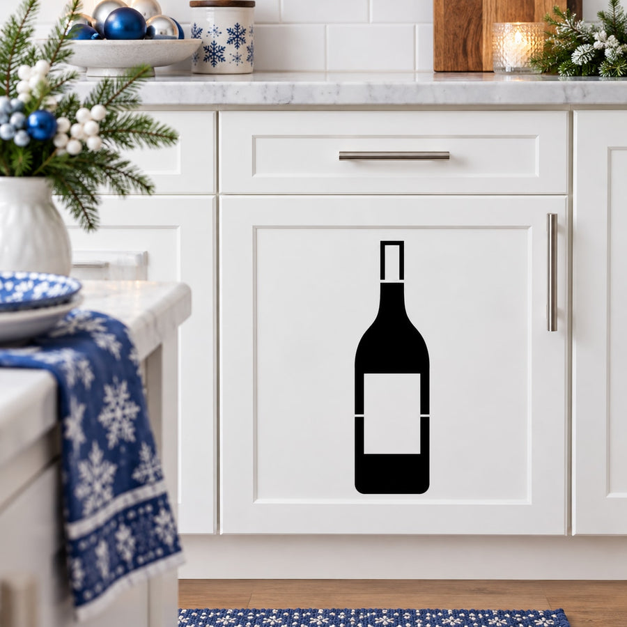 Hanukkah Wine Bottle Decal — illustrative vinyl decal application mockup. Surrounding objects are not included.