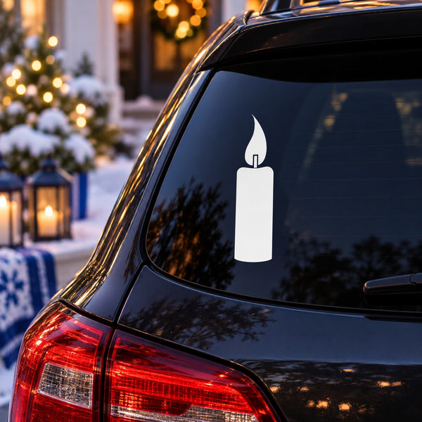 Hanukkah Candle Decal — illustrative vinyl decal application mockup. Surrounding objects are not included.