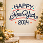 Happy New Year 2014 printed die-cut decal with blue and red typography