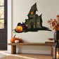 Haunted house and pumpkin wall sticker with jack-o'-lantern faces and bats