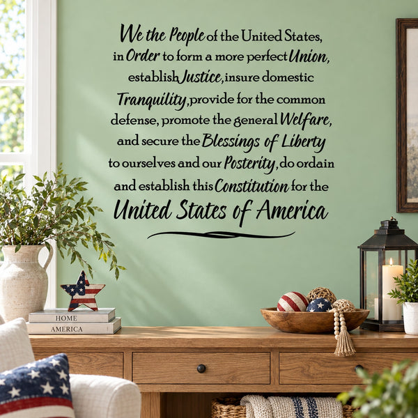 United States Constitution wall decal with quote in script lettering