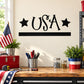 USA wall decal with black star accents and stylized USA lettering