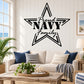 Navy family star outline wall decal with “Proud” and “Family” text