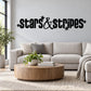 Stars and stripes wall decal with star-shaped lettering