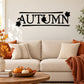 Black AUTUMN wall decal with leaf accents and fall lettering