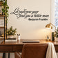 Black cursive quote wall decal: “Let each new year find you a better man.”