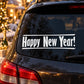 Happy New Year! white line-style decal sticker for car rear window