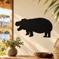 Black hippo decal with open mouth silhouette