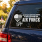Air Force Wife His Duty Decal — illustrative vinyl decal application mockup. Surrounding objects are not included.