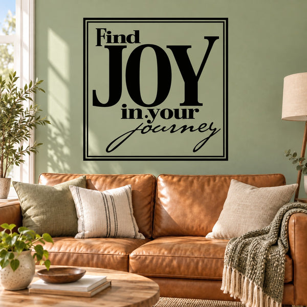 Wall decal: 'Find JOY in your Journey' typography in black square border