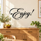 Black cursive "Enjoy!" wall decal with swirly script
