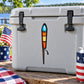 Firecracker standing graphic sticker with red, yellow, and blue fuse