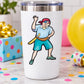 Kids pirate character decal on white insulated tumbler with silver lid