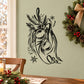 Black jolly ornament wall decal with decorative bell, snowflakes, and ornate outline