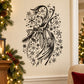 Black winter pines Christmas wall decal with pine leaves and snowflake design