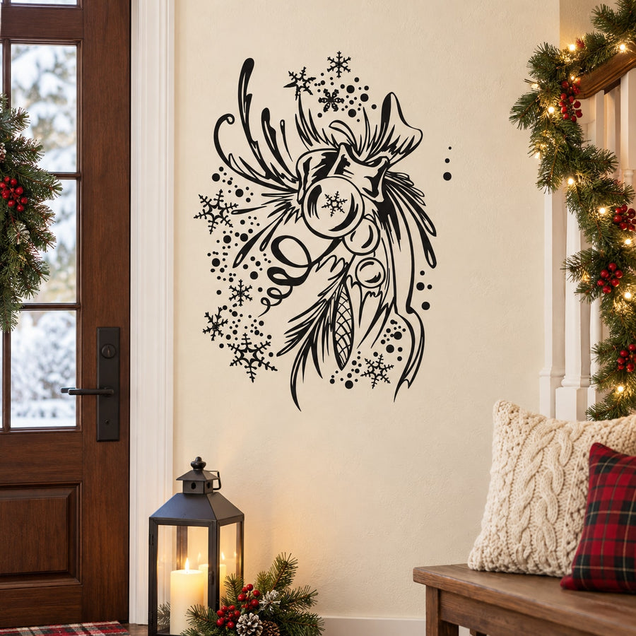Christmas angel ornament decal with snowflake design