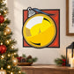 Square framed yellow ornament vinyl sticker with bow, bold black outline