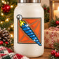 Unicorn horn swirl vinyl sticker: blue horn with sparkles in orange geometric frame